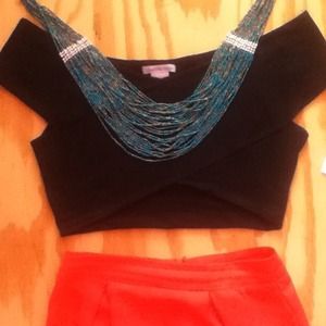 An adorable trendy black crop top