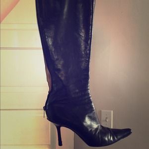 Jimmy Choo knee high black leather boots