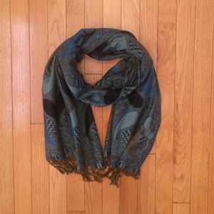 Blue Pashima Knit Scarf