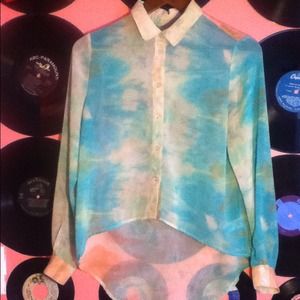 High-Low Abstract Floral Shirt.