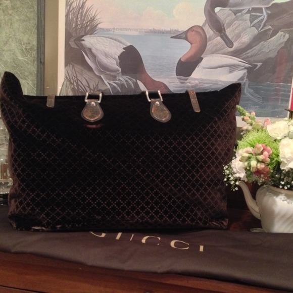 Gucci Brown Velvet Men's Duffle Bag