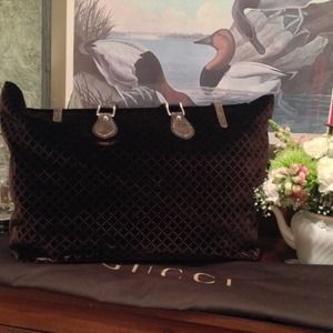 Gucci Brown Velvet Men's Duffle Bag