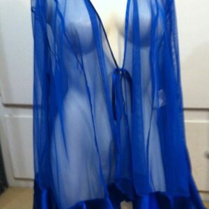 Sheer royal blue plus size robe