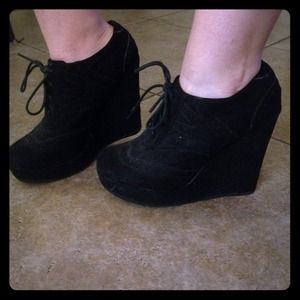Suede bootie wedges