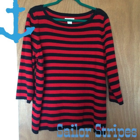 Worthington Sweaters - Red striped sweater