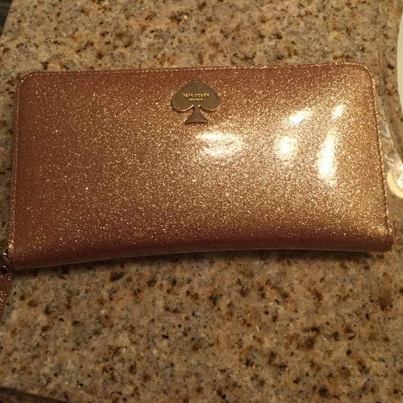 Kate Spade wallet (used) Rose Gold Glitter Lacey