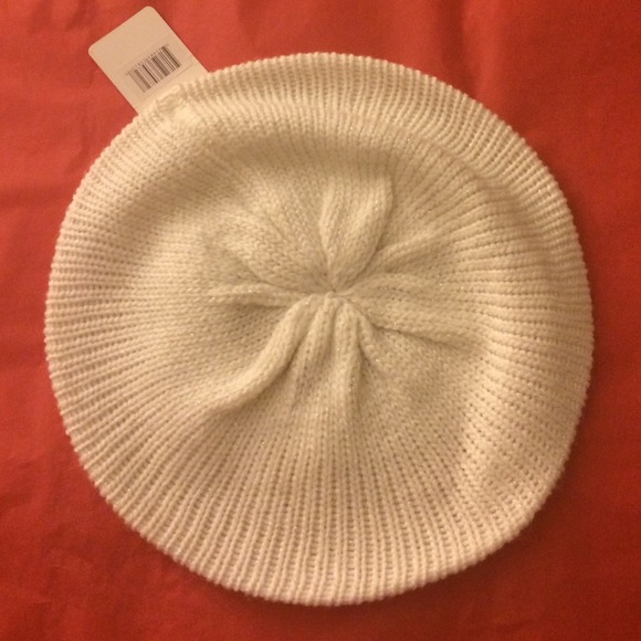 SOLD White knit hat with silver sparkles - Picture 2 of 3