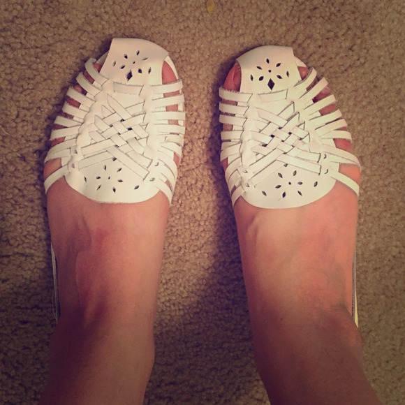 White huarache sandals