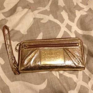 Gold poppy coach wristlet