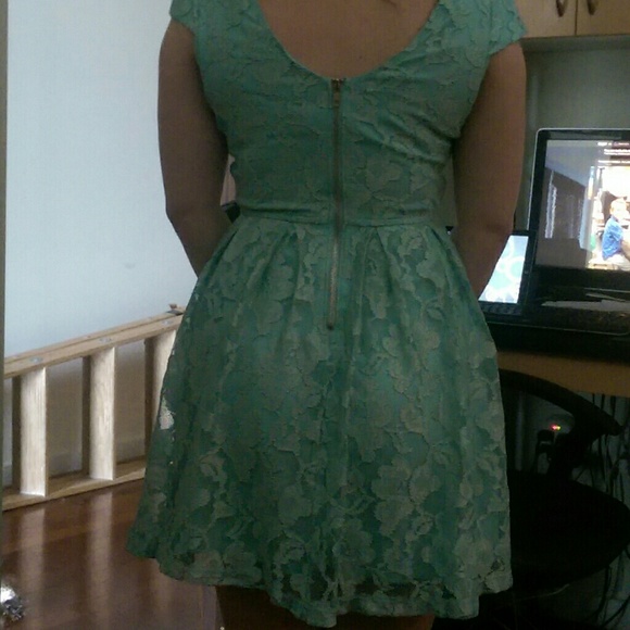 Mint Blue Lace Dress - Picture 3 of 4