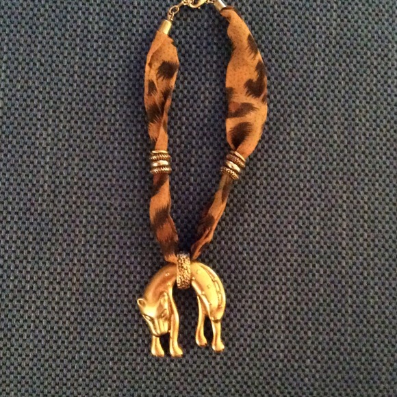 Jaguar slide on animal print fabric necklace. - Picture 1 of 1
