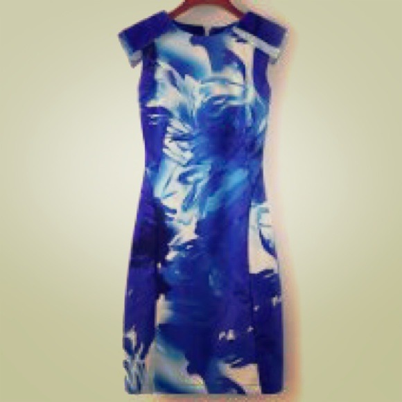 Abstract blue white and black dress