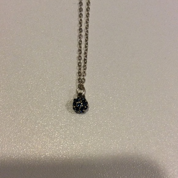 Silver chain with blue pave circle cluster