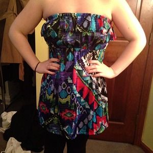 Silk Tribal Print Tube Top