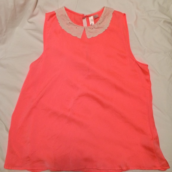 Pink Chiffon Lace Detailed Collar