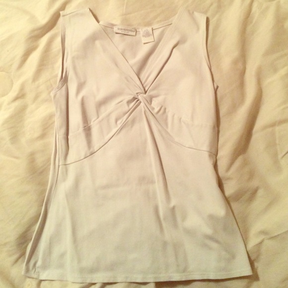 White sleeveless top