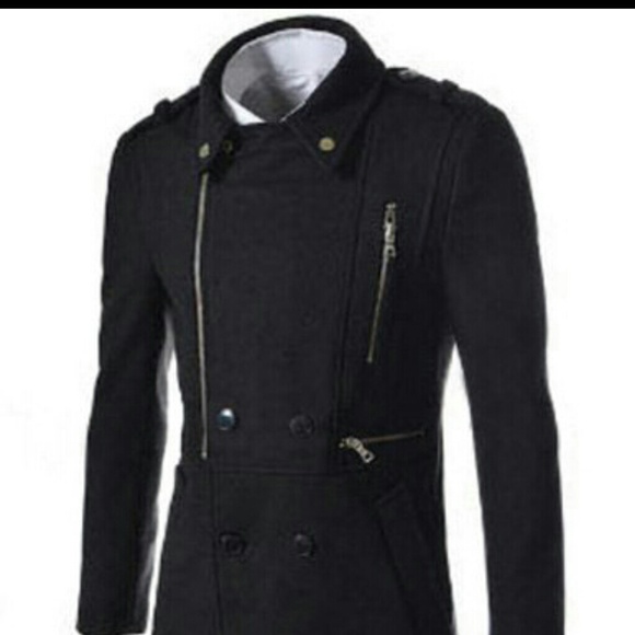 Light weight wool and cotton men's coat black