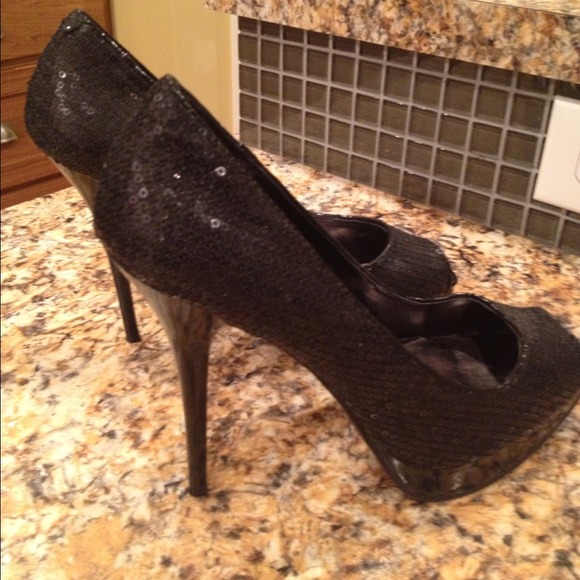 Steve Madden Peep Toe Sequin Heels - Picture 2 of 4