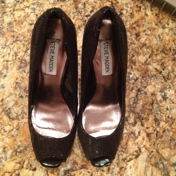 Steve Madden Peep Toe Sequin Heels - Picture 4 of 4