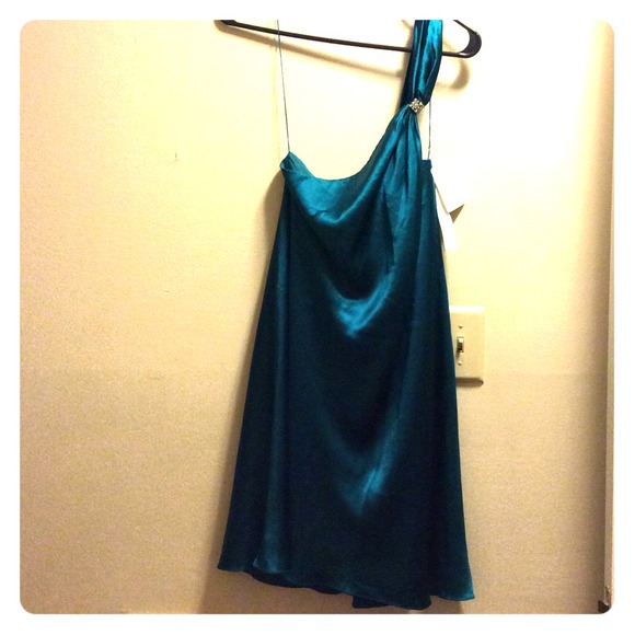 NWT Niteline Green Silk One Shoulder Formal 10
