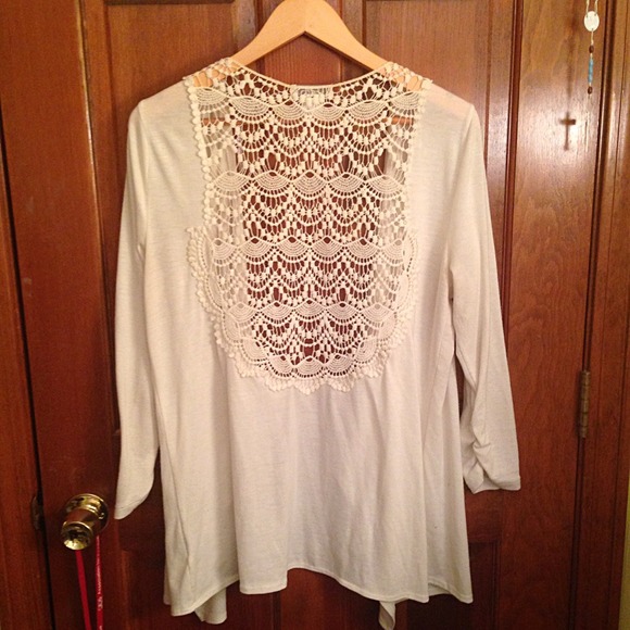 White Lace Back Cardigan - Picture 2 of 4