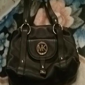 Michael Kors Leather Fulton Satchel Tote Black