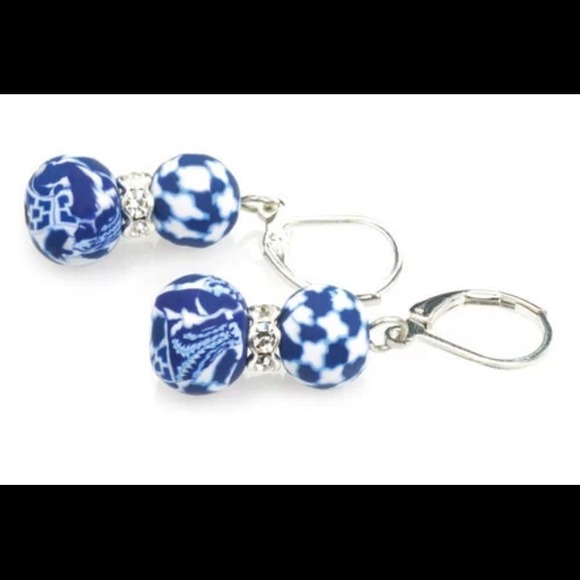 Jilzara Navy and Rhinestone Earrings.