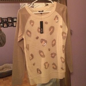 Light/dark tan cheetah sequin sweater