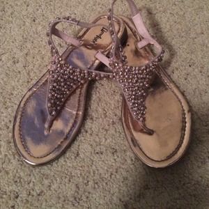 Pink and gold beaded sandals