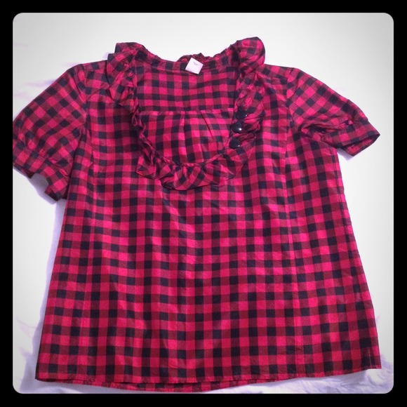 Super cute red and black plaid top