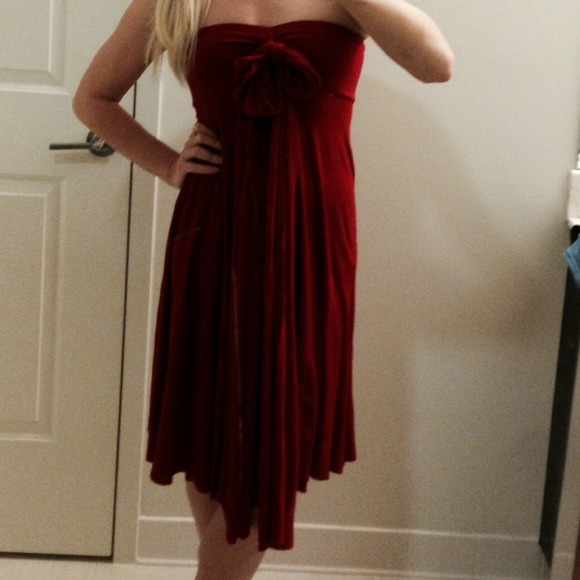 Red multi wear dress