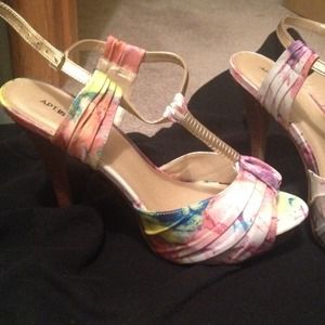 Beautiful satin pastel colored strap heels