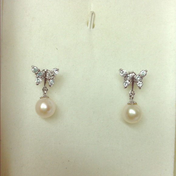 Butterfly Authentic Freshwater Pearl Earrings