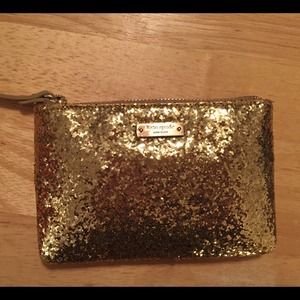 Gold Glitter Kate Spade Coin Purse with KeyChain