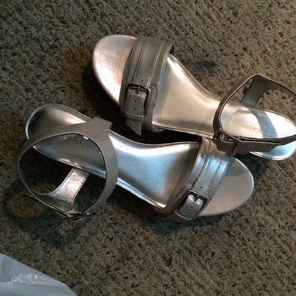 Silver wedged sandals