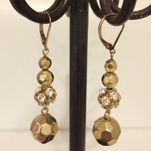 Gold drop ball earring