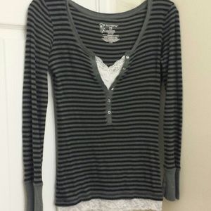 Black and Gray Stripped Long Sleeve