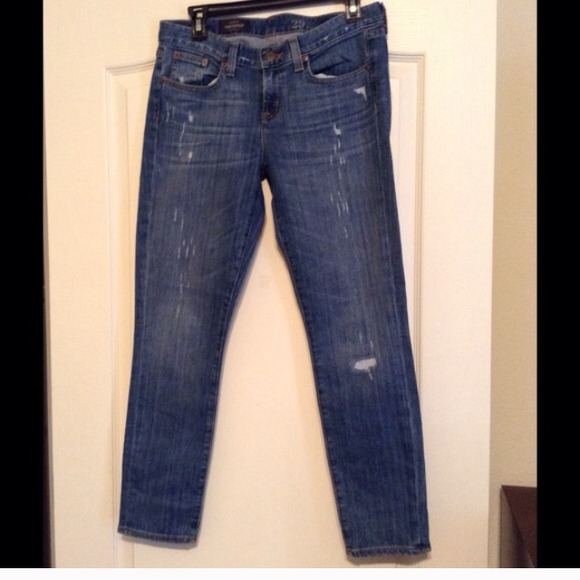 Jcrew destroyed toothpick ankle jeans