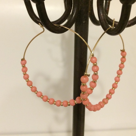 Light weight gold and pink hoop earrings