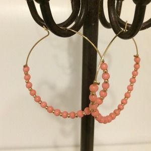 Light weight gold and pink hoop earrings