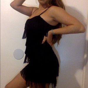 Black Fringe Flapper Dress !