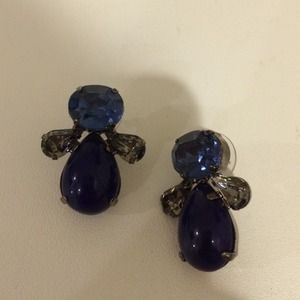 Blue and gunmetal stone earrings