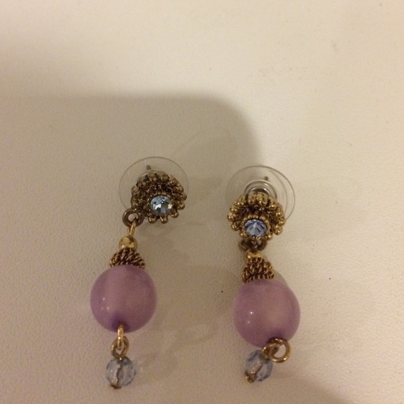 Blue and purple drop stone earrings