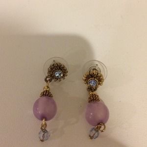 Blue and purple drop stone earrings