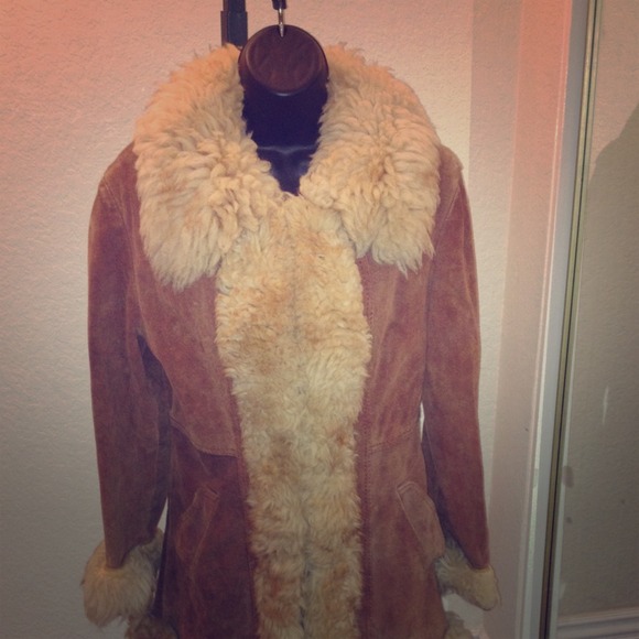 Vintage Leather Jacket with Faux Fur Trim