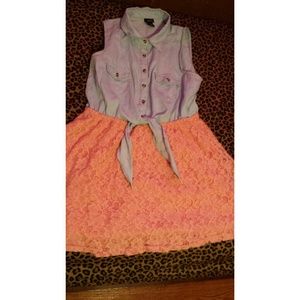 Lace/ Denim Button Up dress