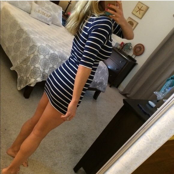 Dresses & Skirts - Navy & White Striped Mini Dress, Preppy & Sexy NEW
