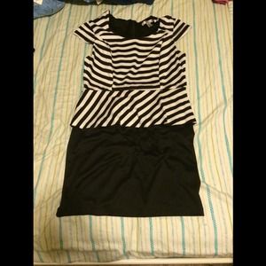 Plus Size Stripe Peplum Dress