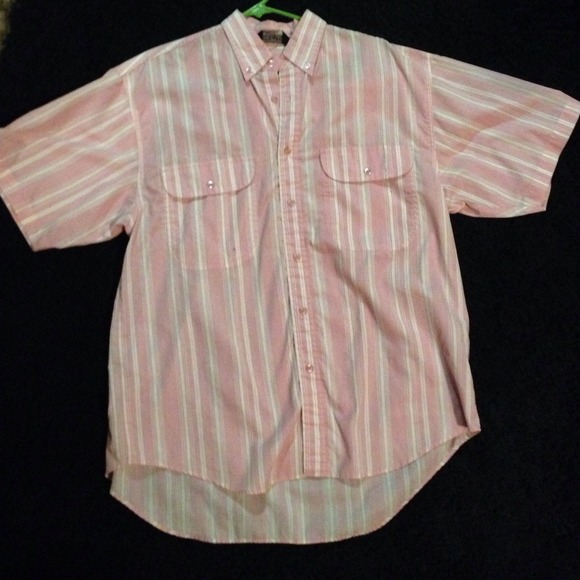 pink and white stripe button up