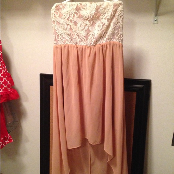 Blush lace hi lo / high low dress